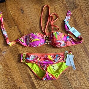 Vibrant Pink and Orange Bikini Set